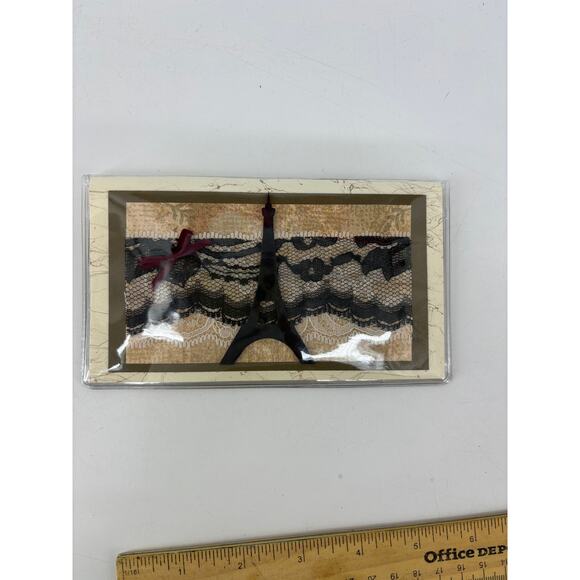 Paris Eiffel Tower Wallet Handcrafted Scrapbook Cardstock Paper Cash Receipt - Picture 2 of 7